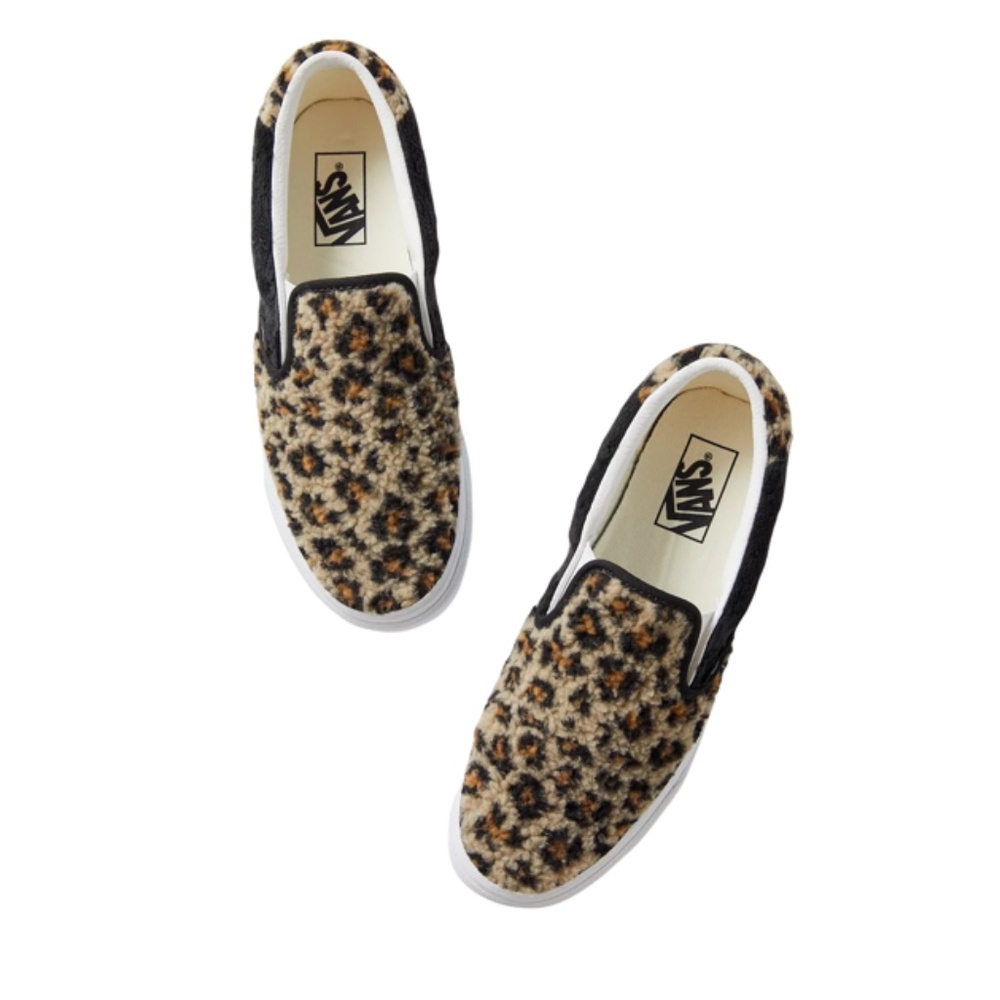 Vans Slip On (Sherpa) Leopard Faux Fur Shoes Womens Sizes 8, 8.5, 9, 9.5, 10 NIB - Picture 4 of 10